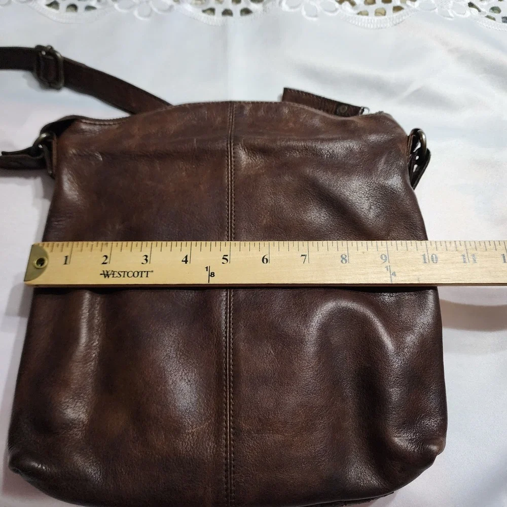 VTG Brown Woven Leather Crossbody‎ Bag Studded Boho Messenger Made in India READ